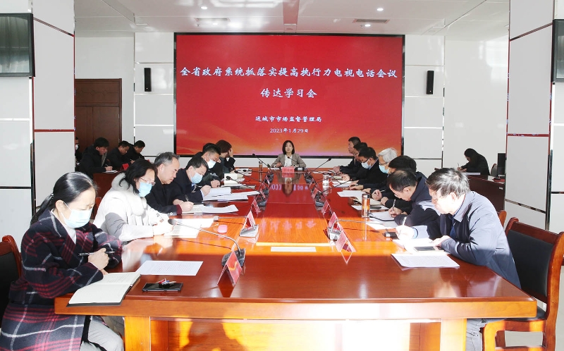 运城市市场监管局召开全省政府系统抓落实提高执行力电视电话会议传达学习会